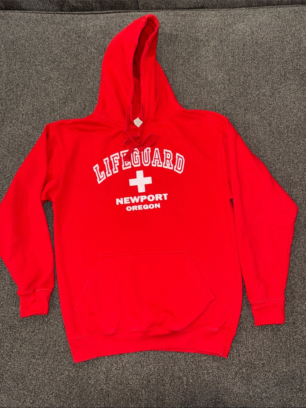 Lifeguard Newport Oregon Red Hooded Sweatshirt